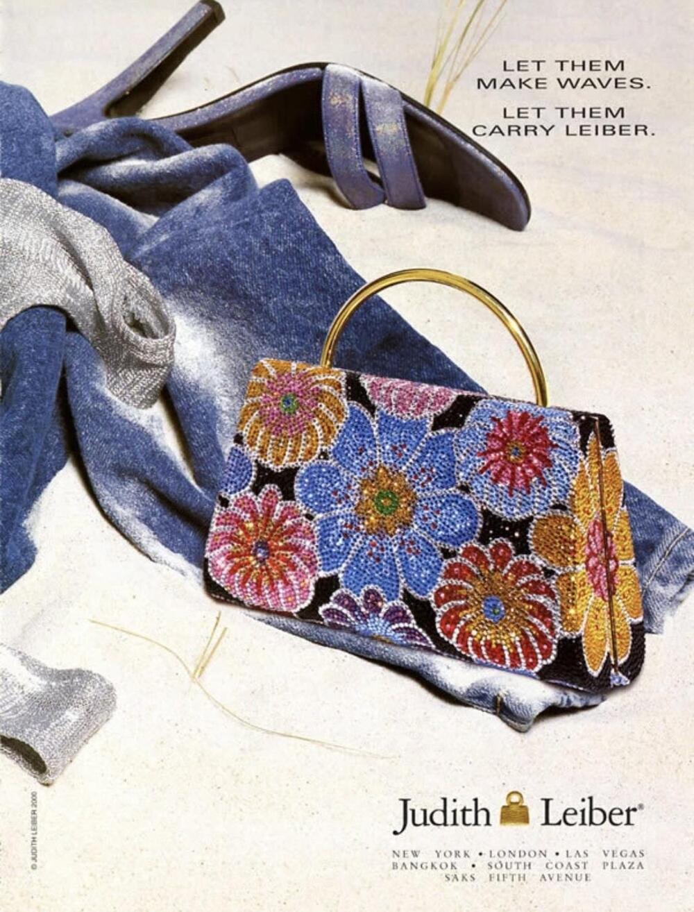 Vintage Judith Leiber Bag Womens Floral Crystal Minaudiere Italy Evening